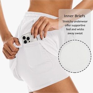 Women's White Athletic Shorts XXL